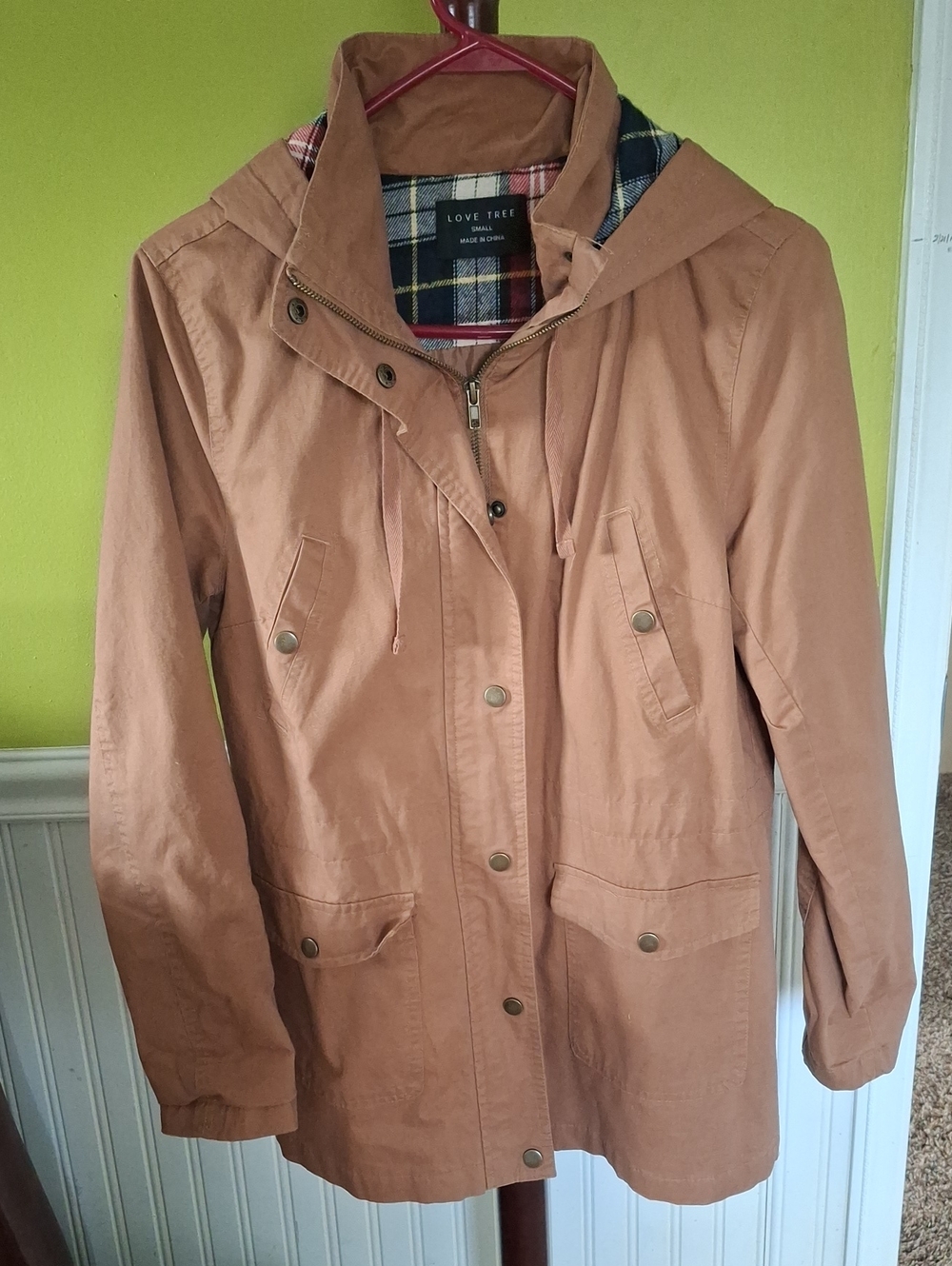 Love Tree Rustic Tan Hooded Utility Anorak